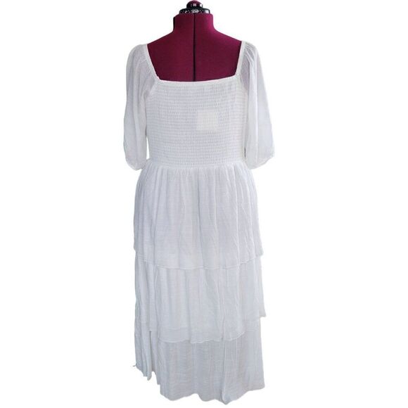 J Gee White Ruffled Peasant's Dress (Size 3X) - Picture 4 of 9